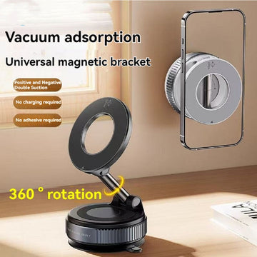 Magnetic Phone Holder With Vacuum Suction Foldable Adjustable Car Mount